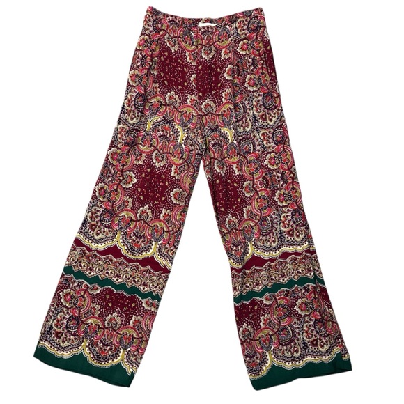 Anthropologie Pants - Anthropologie Women's Paisley Wide Leg Pants, Maroon Print, Size 4